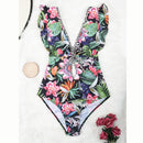 Riley V-Neck Ruffle Shoulder One-Piece Swimsuit