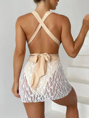 Margarida Textured V-Neck Swimsuit Set with Sarong Skirt