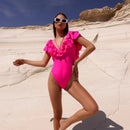Lídia Strapless One-Piece Swimsuit with Ruffle on the Shoulder