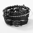 Luxury quartz watches + 3-bracelet set, men's business fashion casual watch, round pointer calendar watch accessories