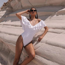 Lídia Strapless One-Piece Swimsuit with Ruffle on the Shoulder